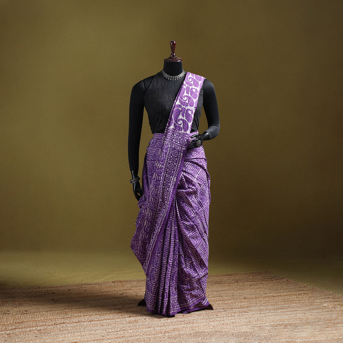 Batik Hand Block Print Pure Mul Cotton Ready To Wear Saree 52