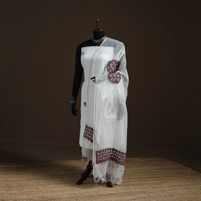 Kota Doria Cotton Barmer Applique Work Dupatta with Zari Border 01