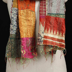 Bengal Kantha Handwork Patchwork Reversible Silk Stole 183