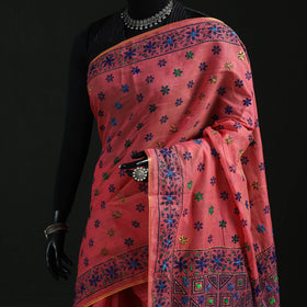 Bengal Kantha Hand Embroidery Silk Cotton Chapa Work Saree 86