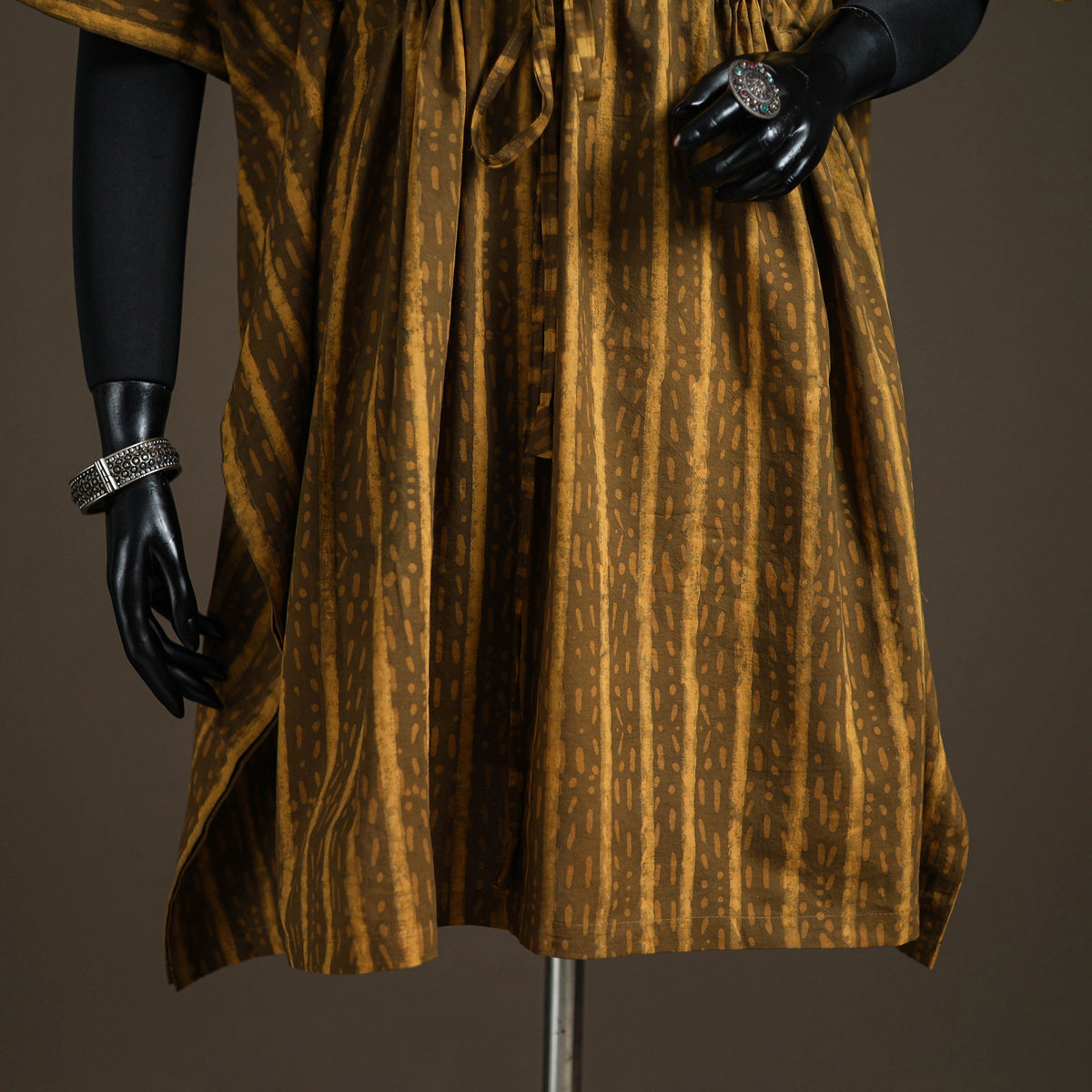 Akola Hand Block Print Natural Dyed Cotton Kaftan (Medium) 173
