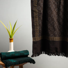 Brown Akola Block Print Pure Handloom Cotton Towel 