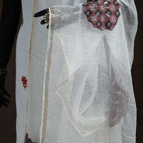 Kota Doria Cotton Barmer Applique Work Dupatta with Zari Border 01