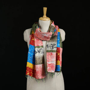 Bengal Kantha Handwork Patchwork Reversible Silk Stole 184