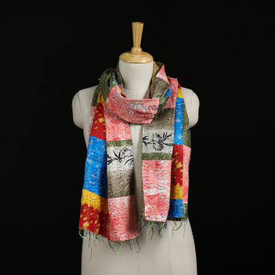 Bengal Kantha Handwork Patchwork Reversible Silk Stole 184