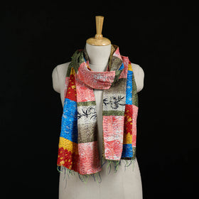 Bengal Kantha Handwork Patchwork Reversible Silk Stole 184