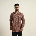 Buy Red Pedana Block Print Cotton Men Kalamkari Shirt for Men