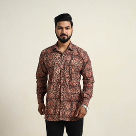 Buy Red Pedana Block Print Cotton Men Kalamkari Shirt for Men