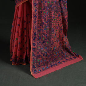 Bengal Kantha Hand Embroidery Silk Cotton Chapa Work Saree 86