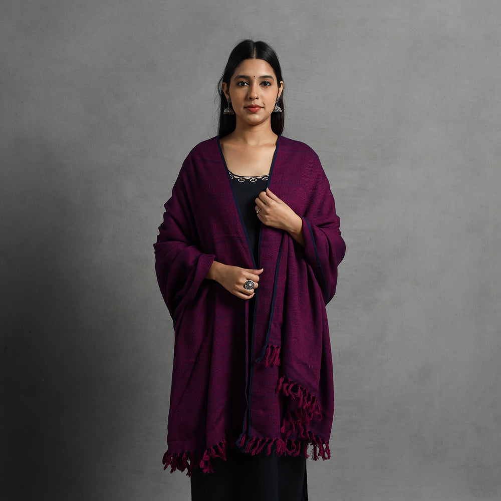 Purple - Kumaun Handwoven Pure Merino Wool Shawl for Women 64