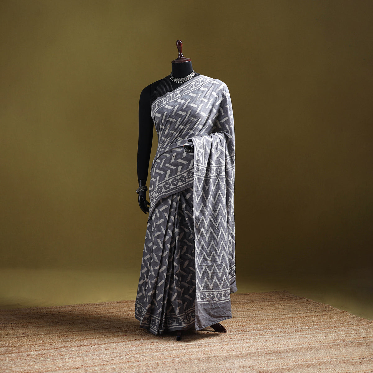Batik Hand Block Print Pure Mul Cotton Ready To Wear Saree 53