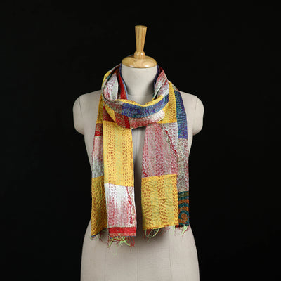 Bengal Kantha Handwork Patchwork Reversible Silk Stole 186