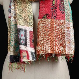 Bengal Kantha Handwork Patchwork Reversible Silk Stole 187
