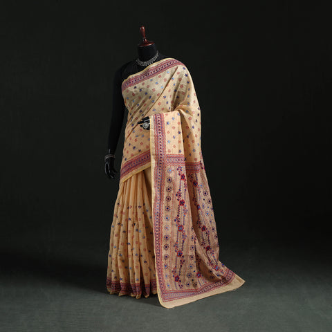 Bengal Kantha Hand Embroidery Silk Cotton Chapa Work Saree 87