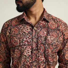 Buy Red Pedana Block Print Cotton Men Kalamkari Shirt for Men