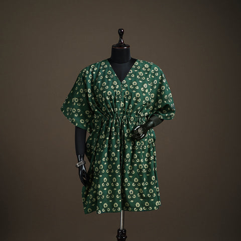 Akola hand block print natural dyed cotton kaftan (medium)
