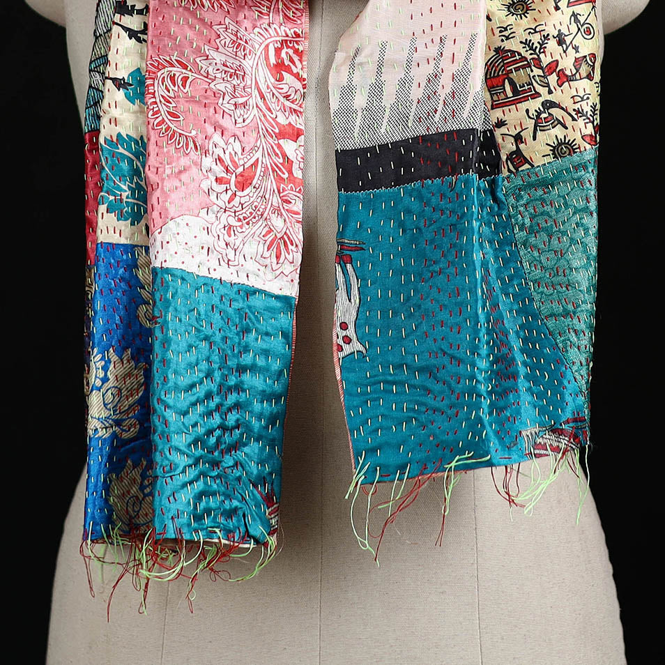 Bengal Kantha Handwork Patchwork Reversible Silk Stole 188