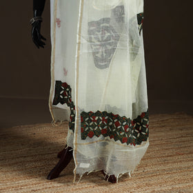 Kota Doria Cotton Barmer Applique Work Dupatta with Zari Border 03