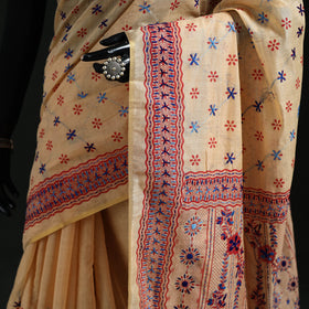 Bengal Kantha Hand Embroidery Silk Cotton Chapa Work Saree 87