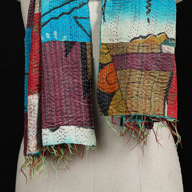 Bengal Kantha Handwork Patchwork Reversible Silk Stole 189