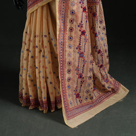 Bengal Kantha Hand Embroidery Silk Cotton Chapa Work Saree 87