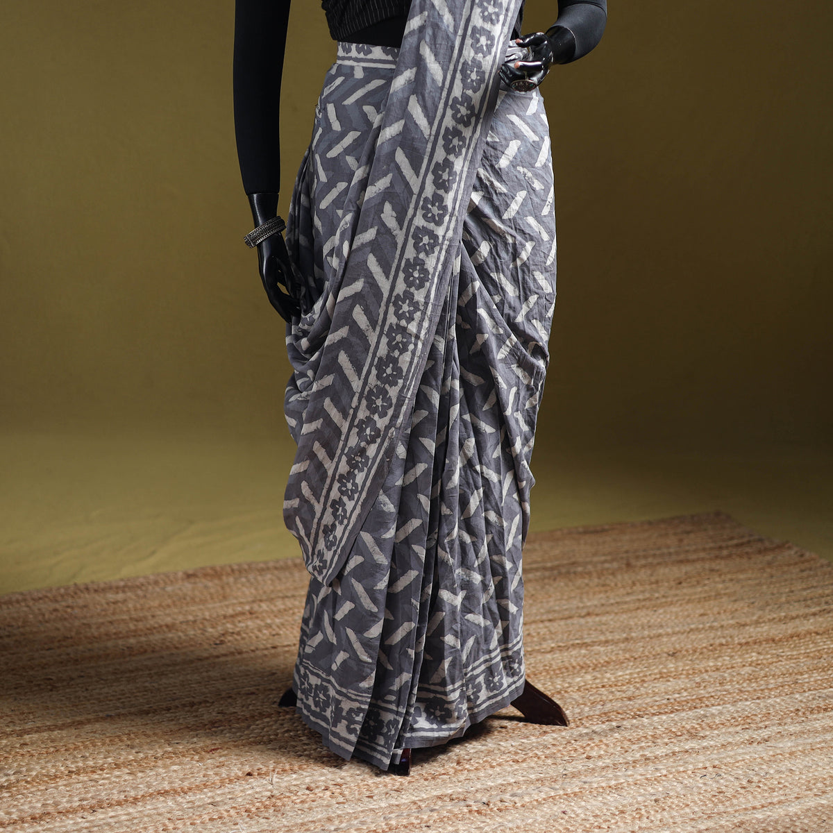 Batik Hand Block Print Pure Mul Cotton Ready To Wear Saree 53