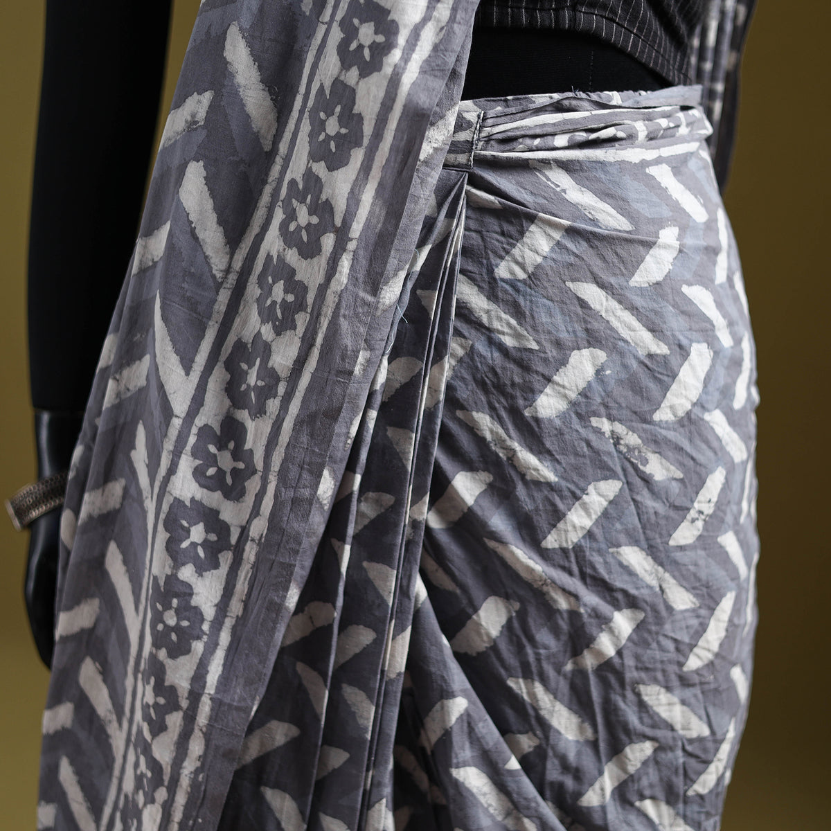 Batik Hand Block Print Pure Mul Cotton Ready To Wear Saree 53