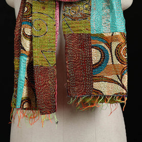 Bengal Kantha Handwork Patchwork Reversible Silk Stole 191