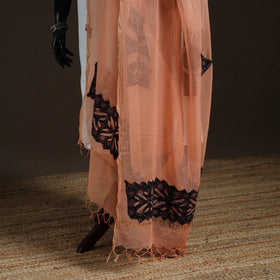 Kota Doria Cotton Barmer Applique Work Dupatta with Zari Border 04