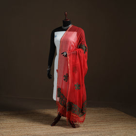 Kota Doria Cotton Barmer Applique Work Dupatta with Zari Border 05