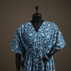 Akola Hand Block Print Natural Dyed Cotton Kaftan (Medium) 176
