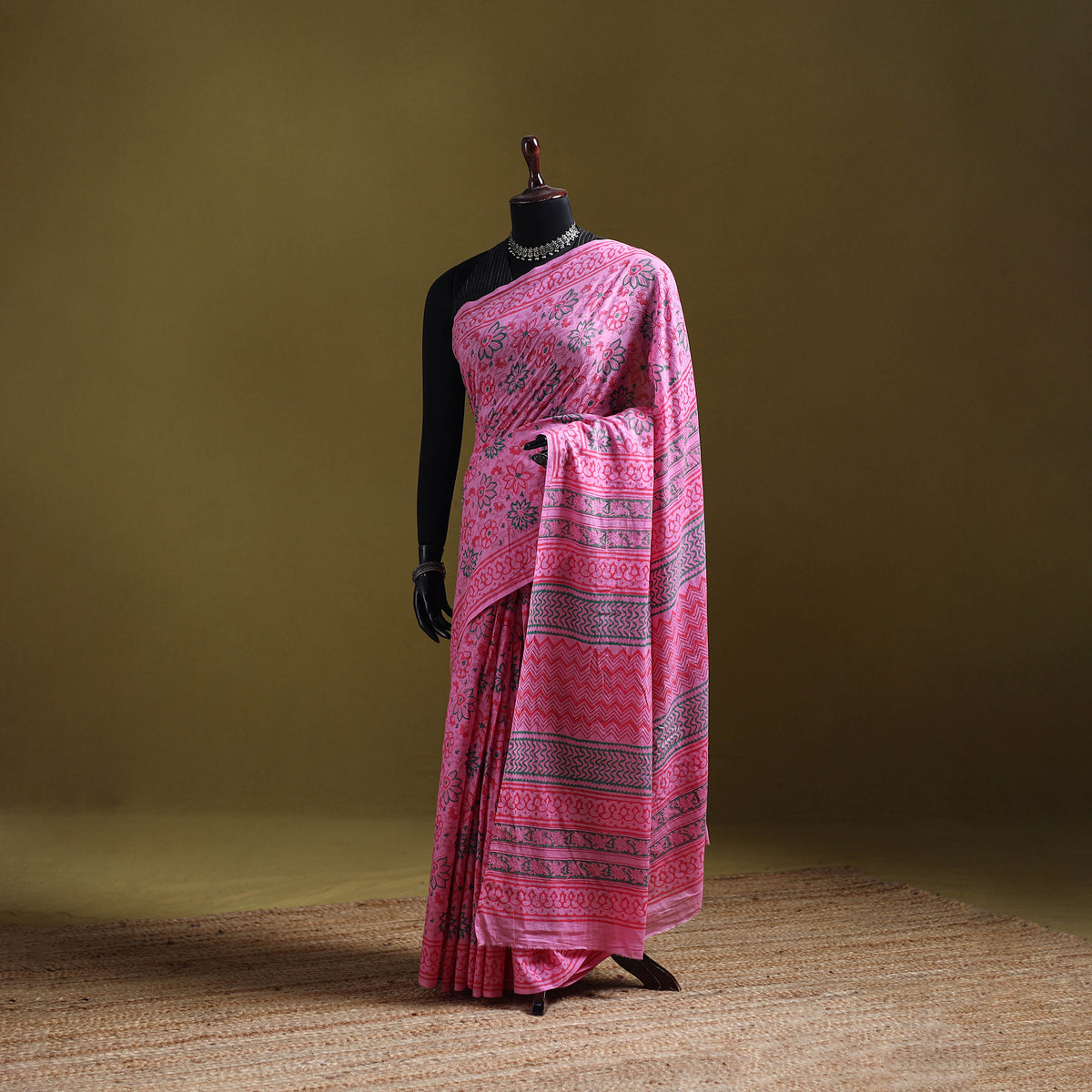 Sanganeri Hand Block Print Pure Mul Cotton Ready To Wear Saree  09