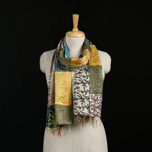 Bengal Kantha Handwork Patchwork Reversible Silk Stole 193