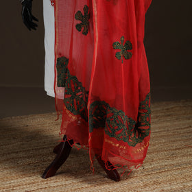 Kota Doria Cotton Barmer Applique Work Dupatta with Zari Border 05