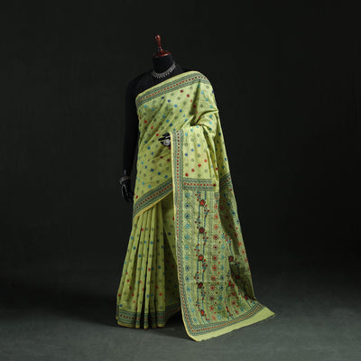Bengal Kantha Hand Embroidery Silk Cotton Chapa Work Saree 89