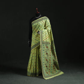 Bengal Kantha Hand Embroidery Silk Cotton Chapa Work Saree 89