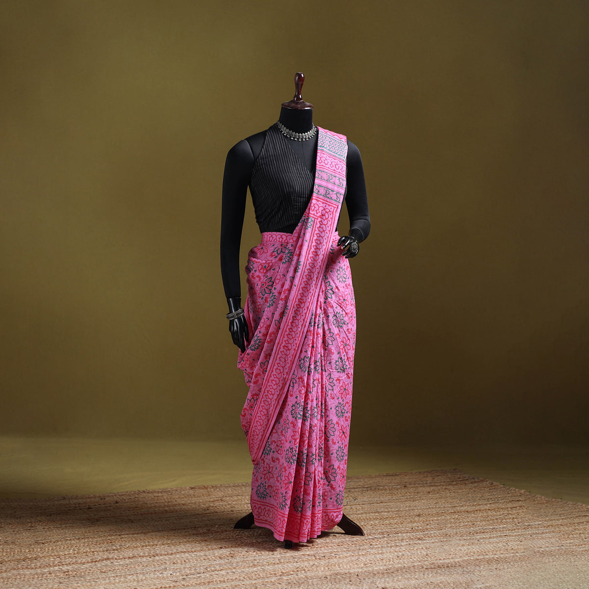 Sanganeri Hand Block Print Pure Mul Cotton Ready To Wear Saree  09