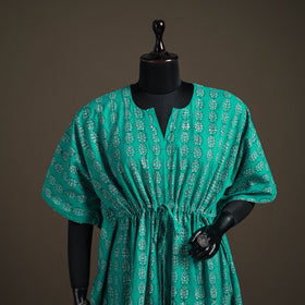 Akola Hand Block Print Natural Dyed Cotton Kaftan (Medium) 177