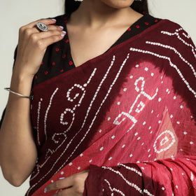 Buy Kutch Bandhani Tie-Dye Cotton Saree with Blouse Piece Online l iTokri.com