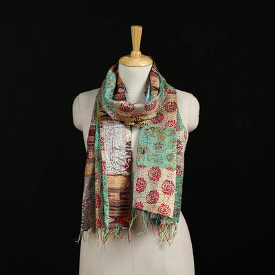Bengal Kantha Handwork Patchwork Reversible Silk Stole 194