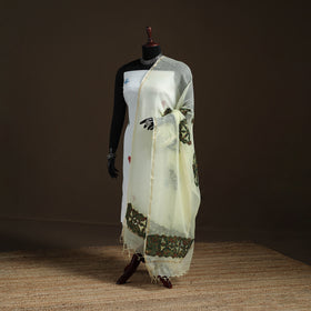 Kota Doria Cotton Barmer Applique Work Dupatta with Zari Border 06