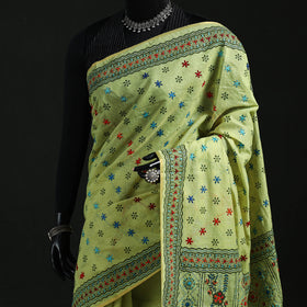 Bengal Kantha Hand Embroidery Silk Cotton Chapa Work Saree 89