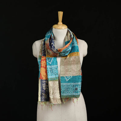 Bengal Kantha Handwork Patchwork Reversible Silk Stole 195