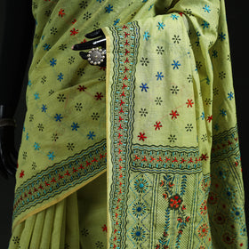 Bengal Kantha Hand Embroidery Silk Cotton Chapa Work Saree 89