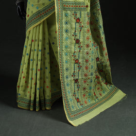 Bengal Kantha Hand Embroidery Silk Cotton Chapa Work Saree 89