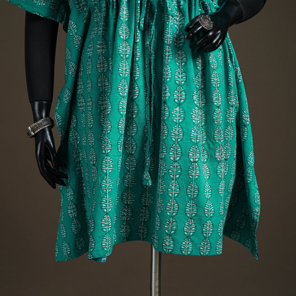 Akola Hand Block Print Natural Dyed Cotton Kaftan (Medium) 177