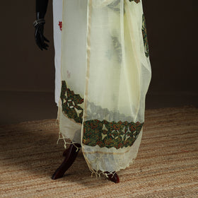 Kota Doria Cotton Barmer Applique Work Dupatta with Zari Border 06
