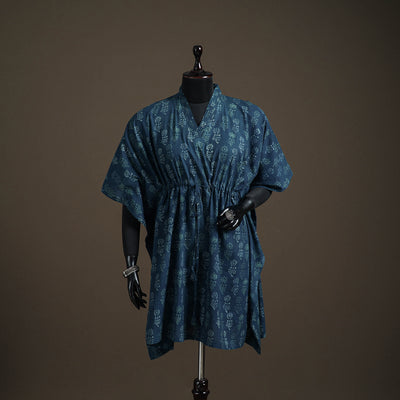 Akola Hand Block Print Natural Dyed Cotton Kaftan (Medium) 178