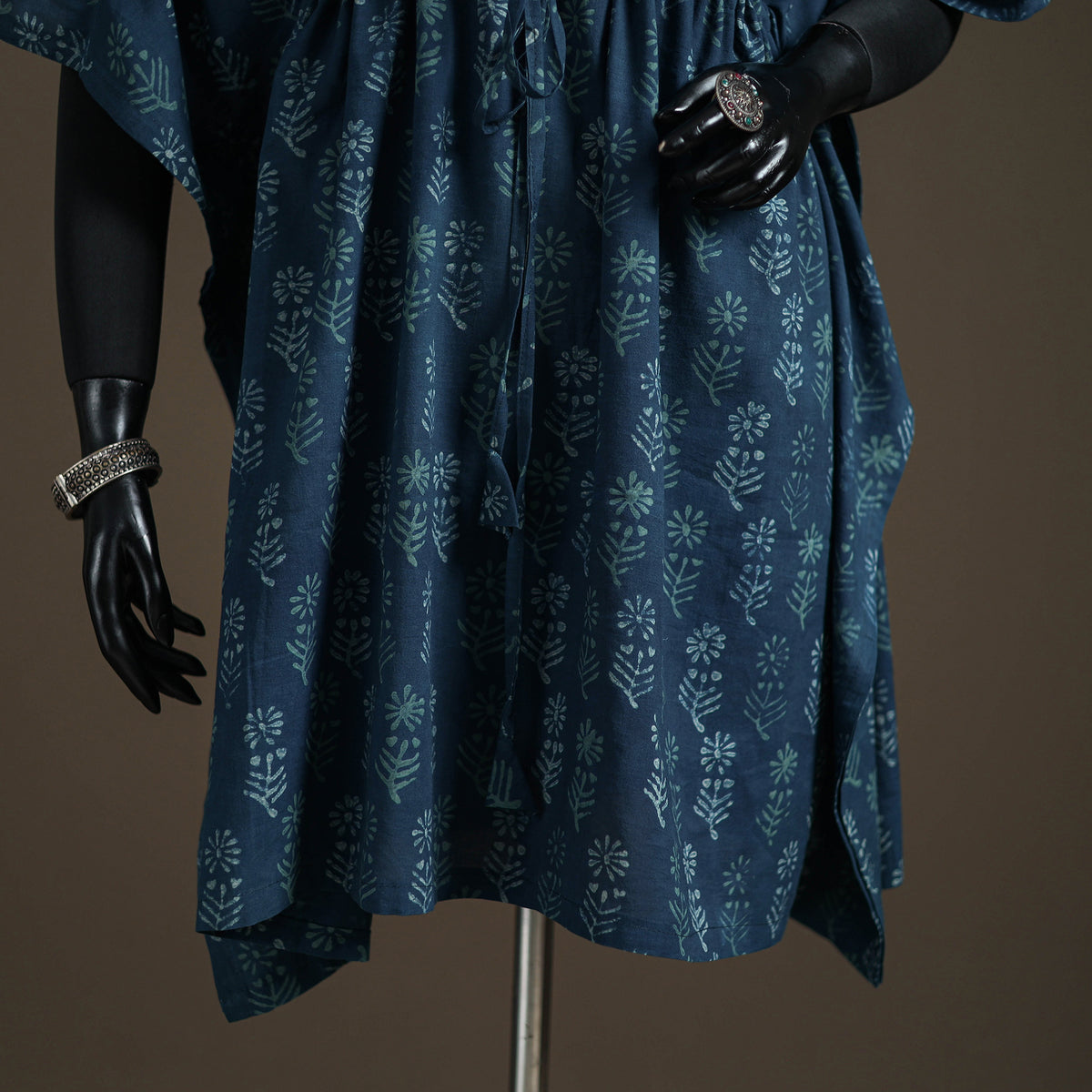 Akola Hand Block Print Natural Dyed Cotton Kaftan (Medium) 178