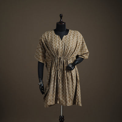 Akola Hand Block Print Natural Dyed Cotton Kaftan (Medium) 179